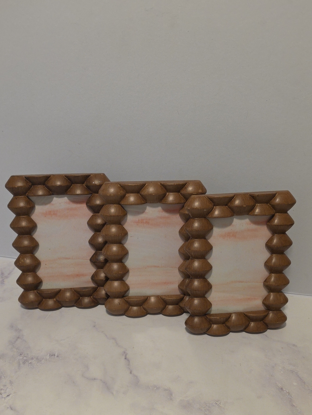 Ashland Wood Bead Frame Trio - Brown Decorative Photo Frames Set Of 3